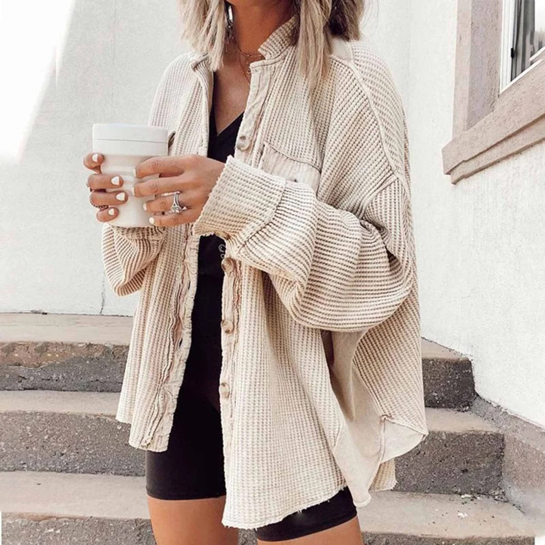W&W Mode gerippte Strickjacke Elegance