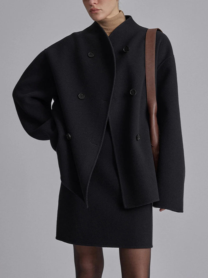 Damen kurze Jacke mit doppelter Knopfleiste und lässiger Passform