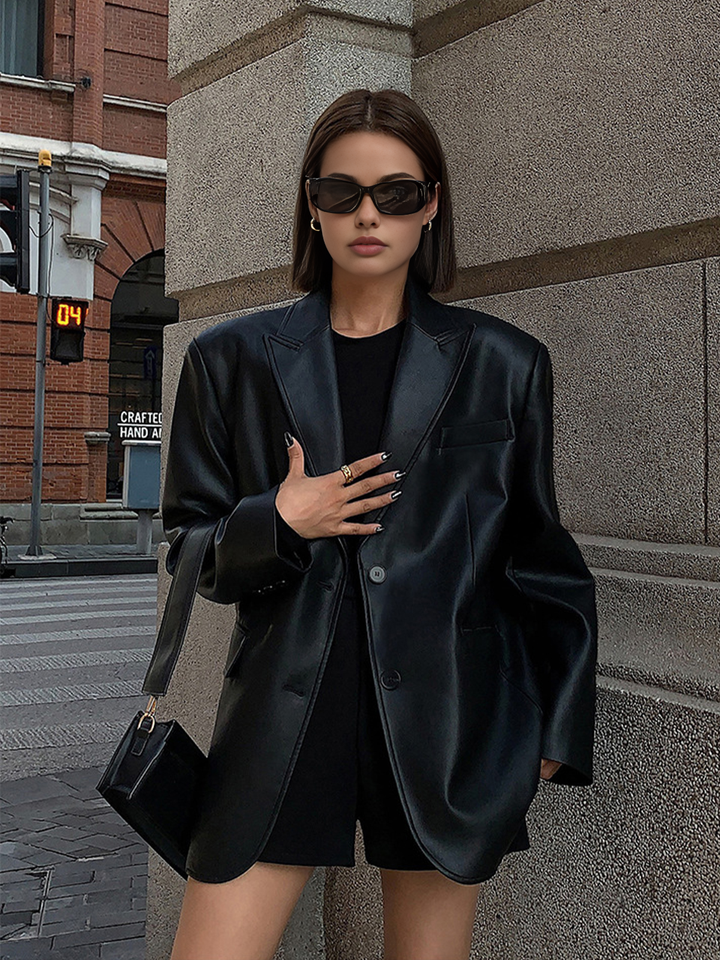 W&W Mode | Reversf Pockets Leder Blazer