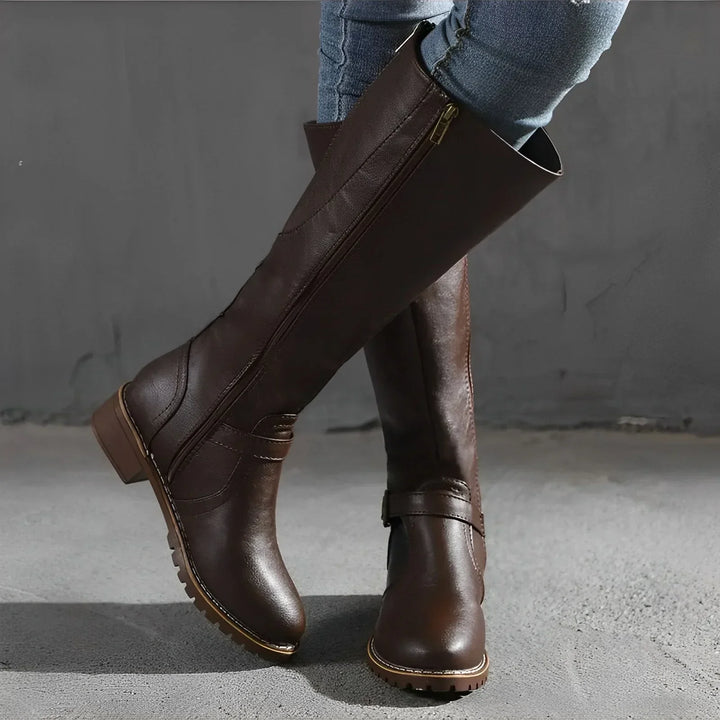 W&W Mode | Schicke Herbst Lange Stiefel mit Metallverschluss für Frauen