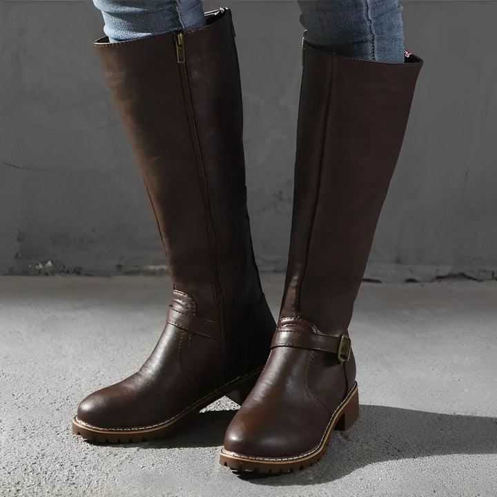 W&W Mode | Schicke Herbst Lange Stiefel mit Metallverschluss für Frauen