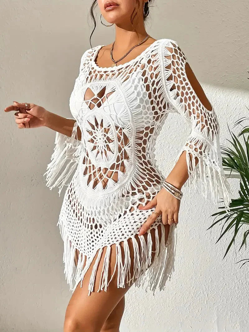 W&W Mode | Cover up Boho Stil Lange Ärmel Bikini Gewand Strandoutfits