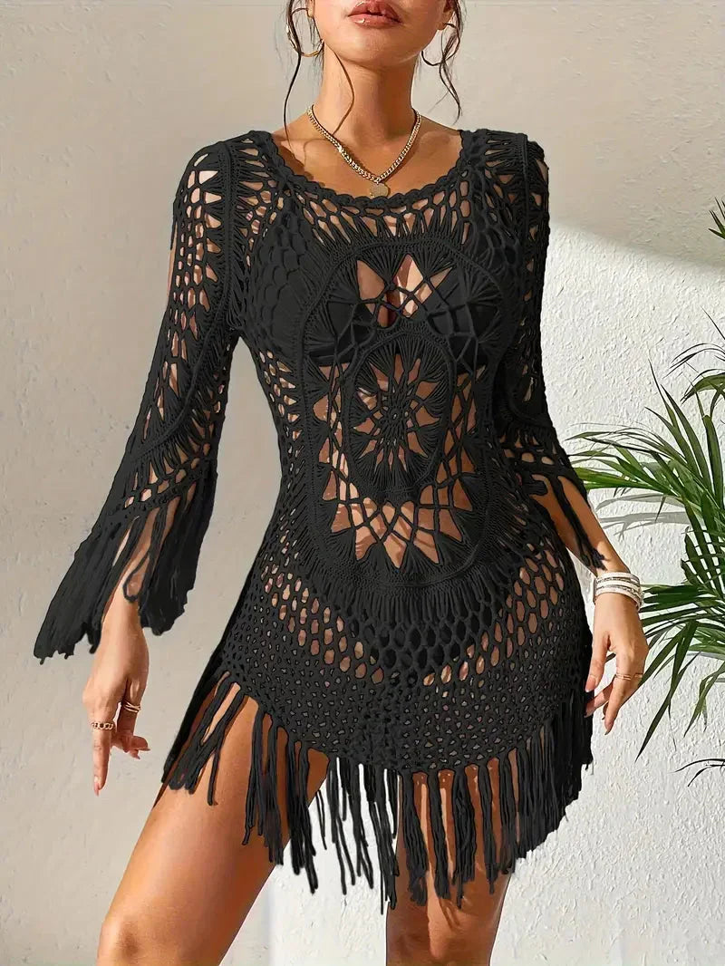 W&W Mode | Cover up Boho Stil Lange Ärmel Bikini Gewand Strandoutfits