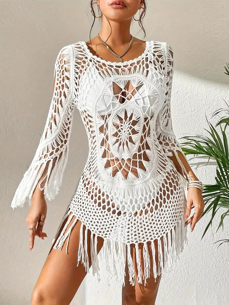 W&W Mode | Cover up Boho Stil Lange Ärmel Bikini Gewand Strandoutfits