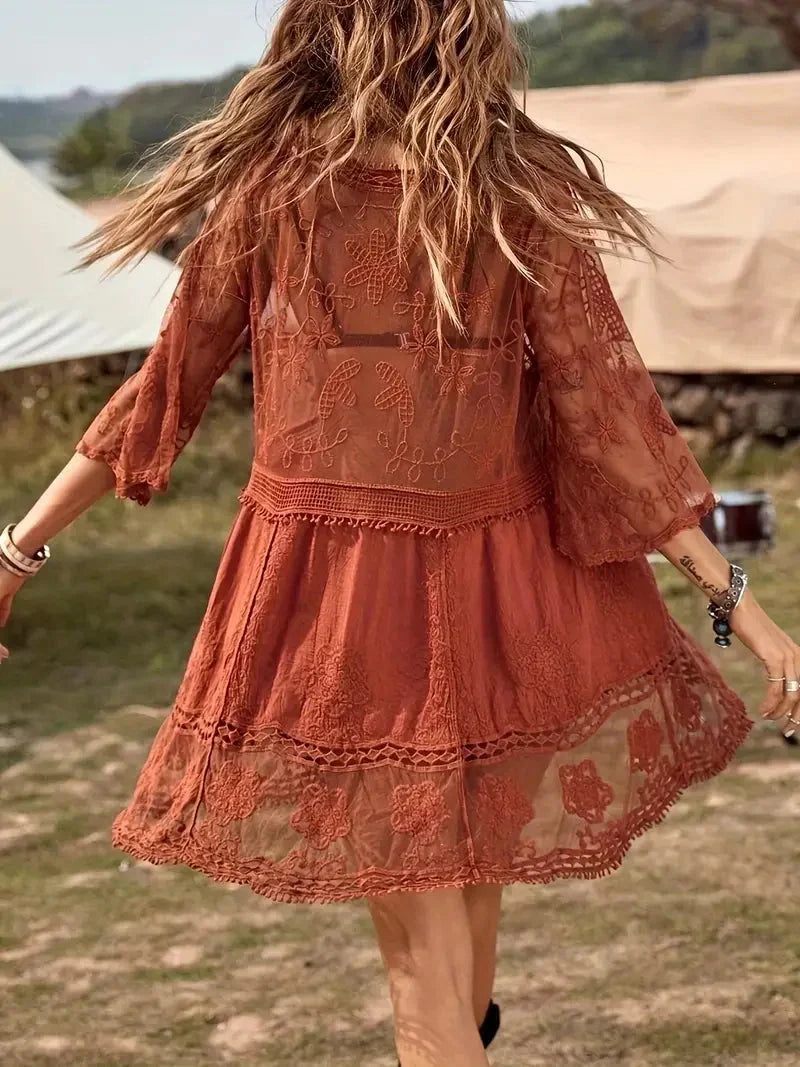 W&W Mode | Cover Up Lace Durchschauen Cover Up Kleid Boho-Stil