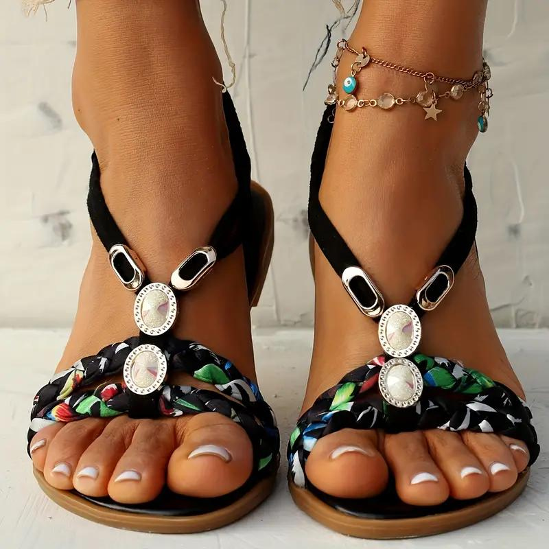 W&W Mode | Sandalen Slip On Elastische Riemen Flache Sandalen Sommerschuhe