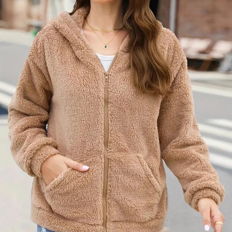 W&W Mode | Freizeit Winter Kapuzenjacke mit Reißverschluss für Frauen