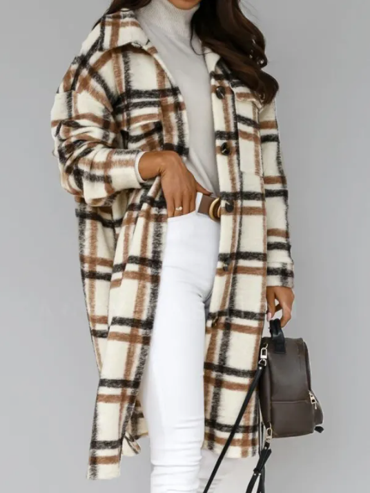 W&W Mode Karierter Wollmantel