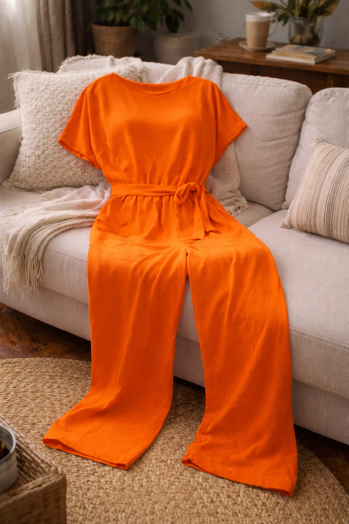W&W Mode | Damen Jumpsuit Weit Geschnitten mit Gürtel