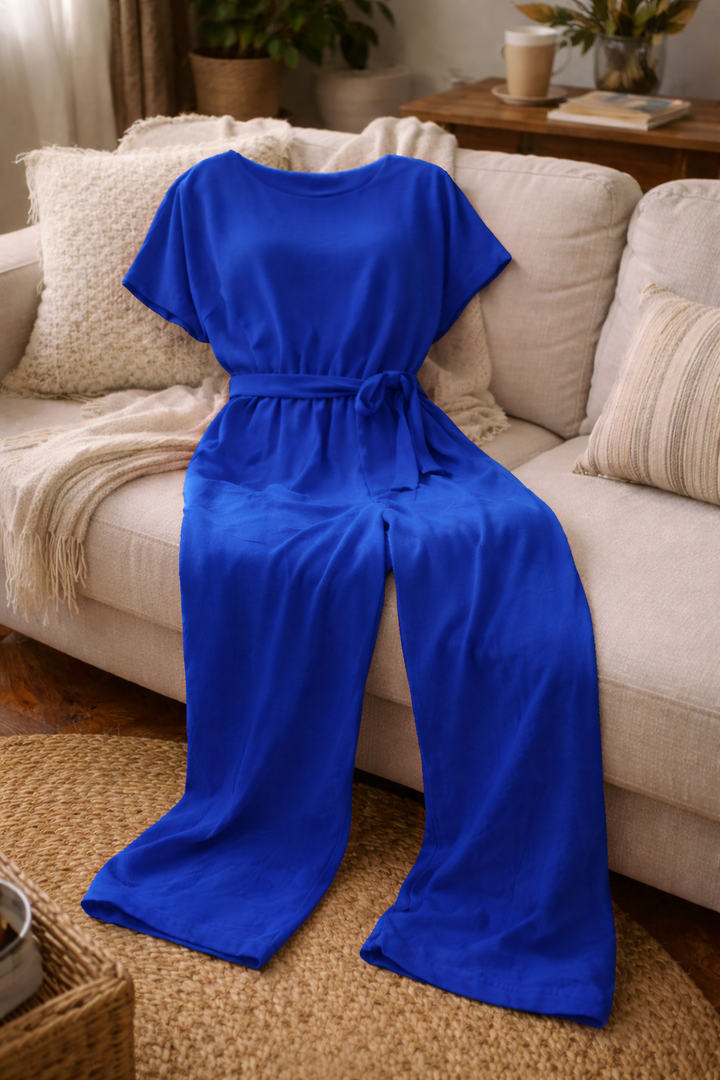 W&W Mode | Damen Jumpsuit Weit Geschnitten mit Gürtel