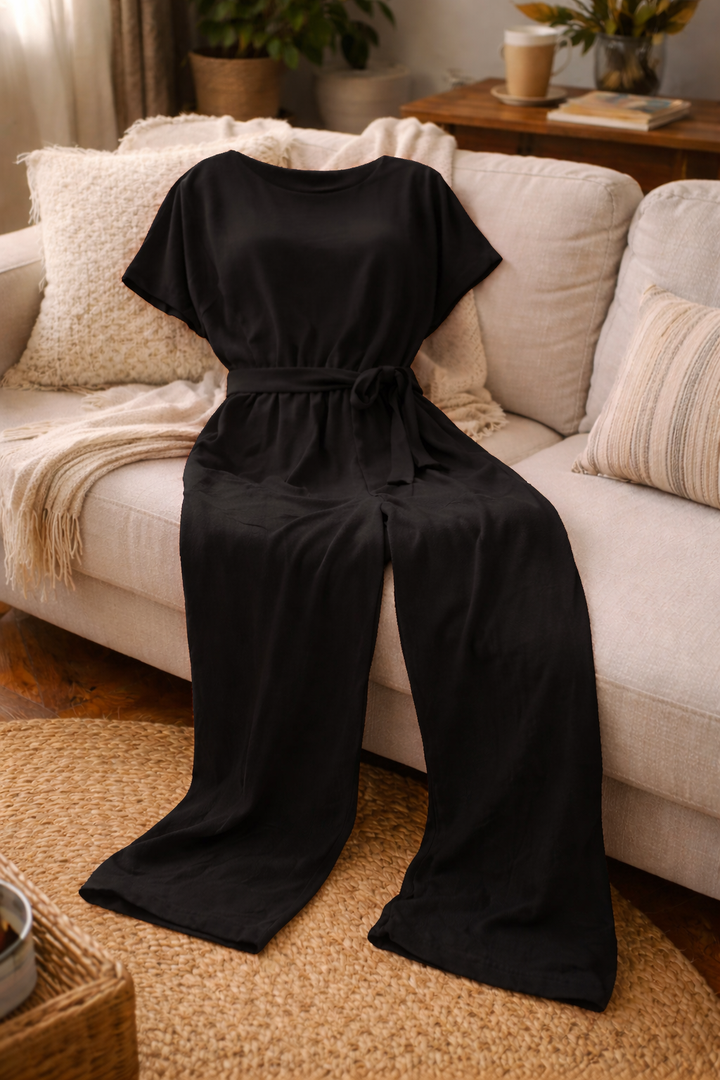 W&W Mode | Damen Jumpsuit Weit Geschnitten mit Gürtel