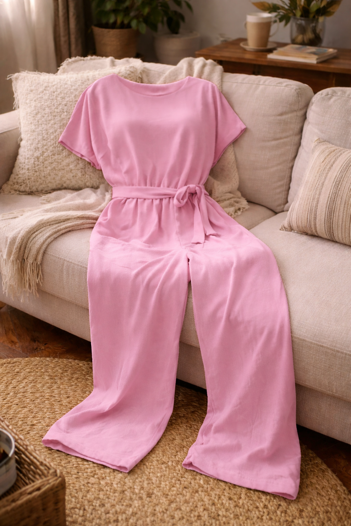 W&W Mode | Damen Jumpsuit Weit Geschnitten mit Gürtel