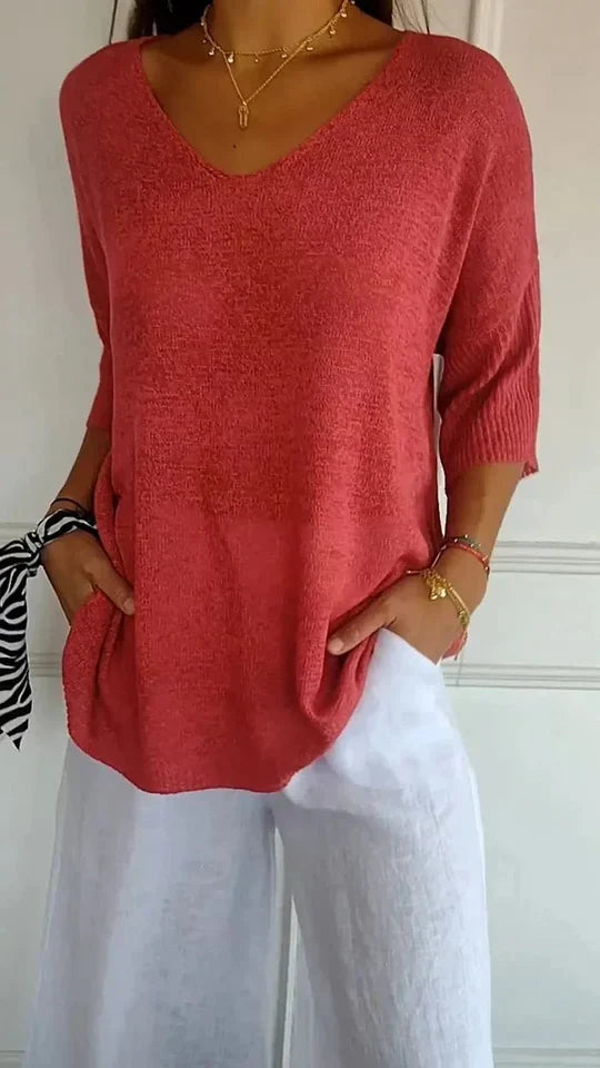 W&W Mode | Bequemes Damen-Stricktop mit V-Ausschnitt