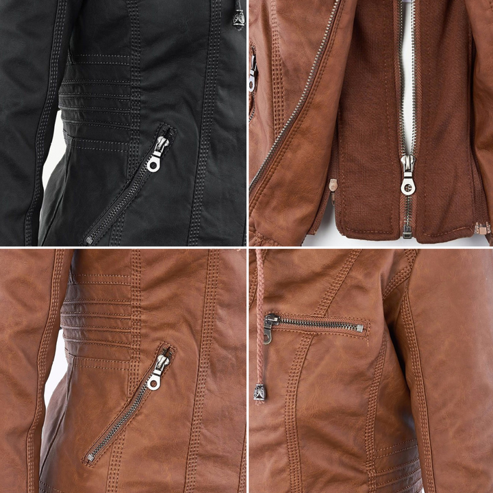 W&W Mode | Damen Lederjacke Mit Kapuze