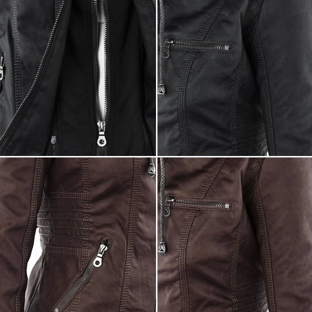W&W Mode | Damen Lederjacke Mit Kapuze