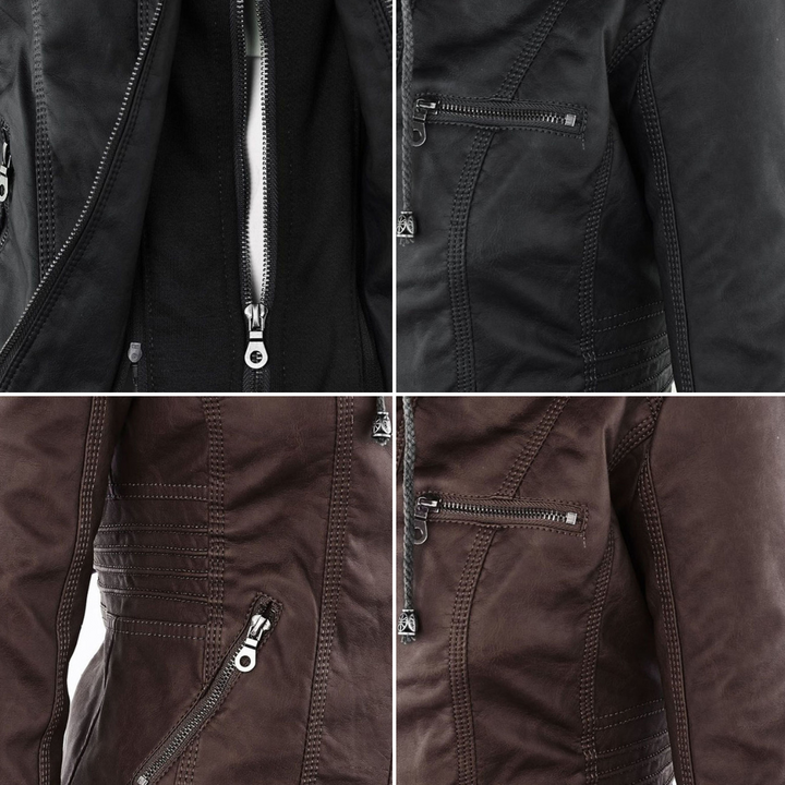 W&W Mode | Damen Lederjacke Mit Kapuze
