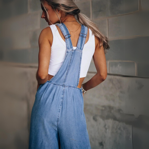W&W Mode | Eleganter Verstellbarer Denim-Jumpsuit