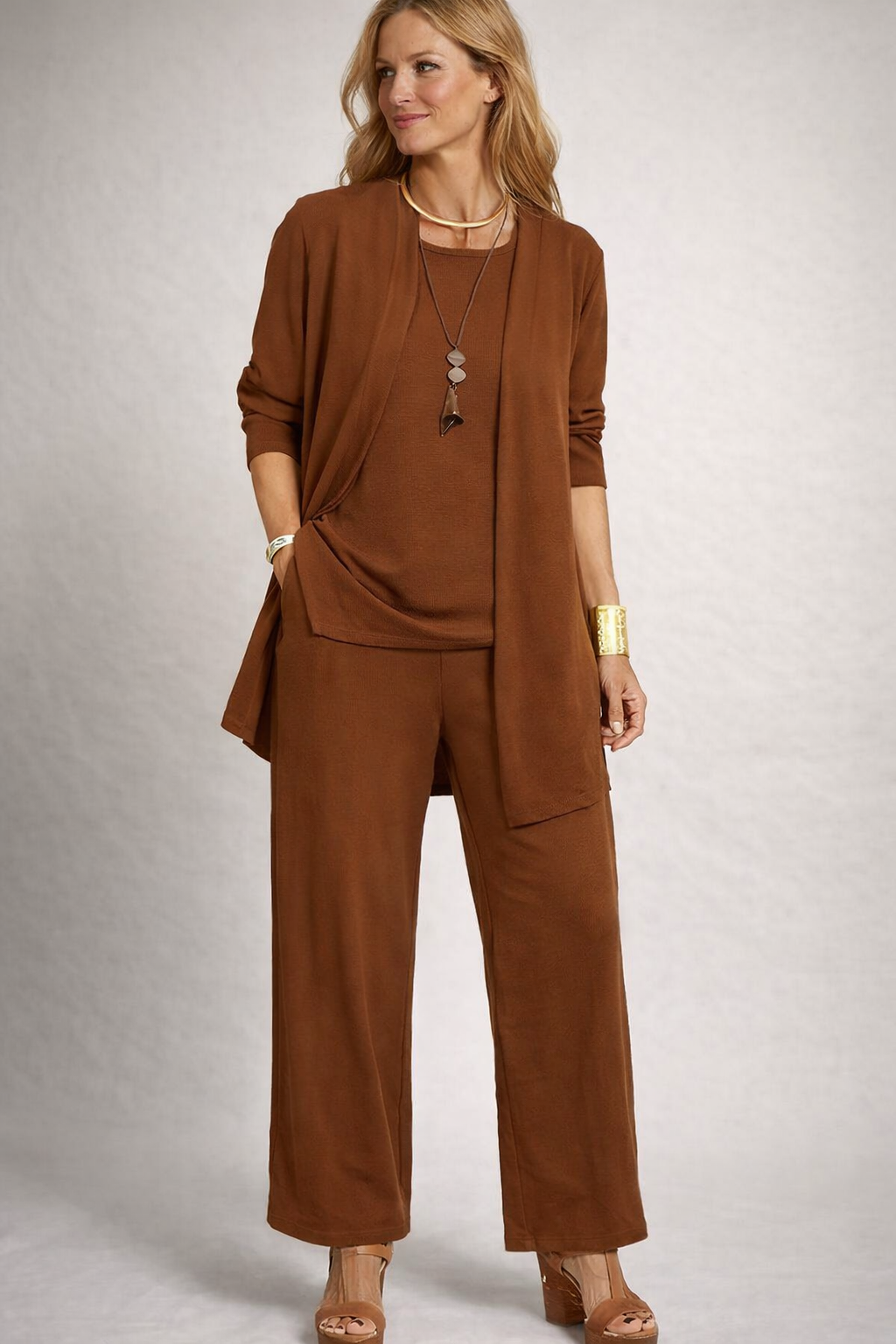 W&W Mode | Damen 3-Teiliges Set mit Cardigan und Weiter Hose