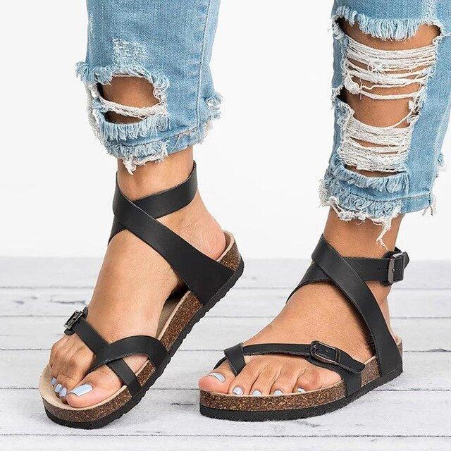 W&W Mode | Schnallenriemen Verstellbare Riemen Flache Sandalen Sommerschuhe