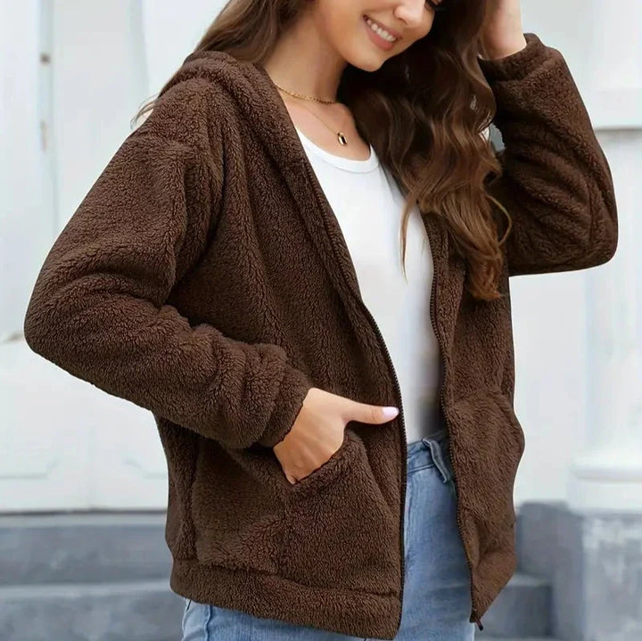W&W Mode | Freizeit Winter Kapuzenjacke mit Reißverschluss für Frauen