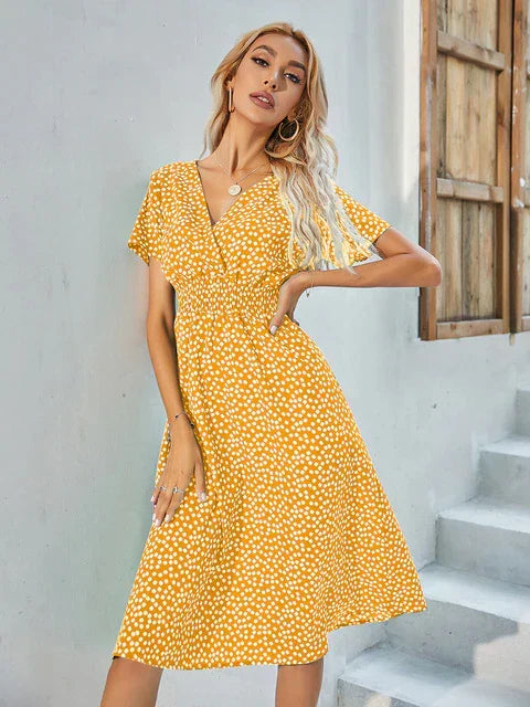 W&W Mode - Kurzärmeliges A-Linie Kleid