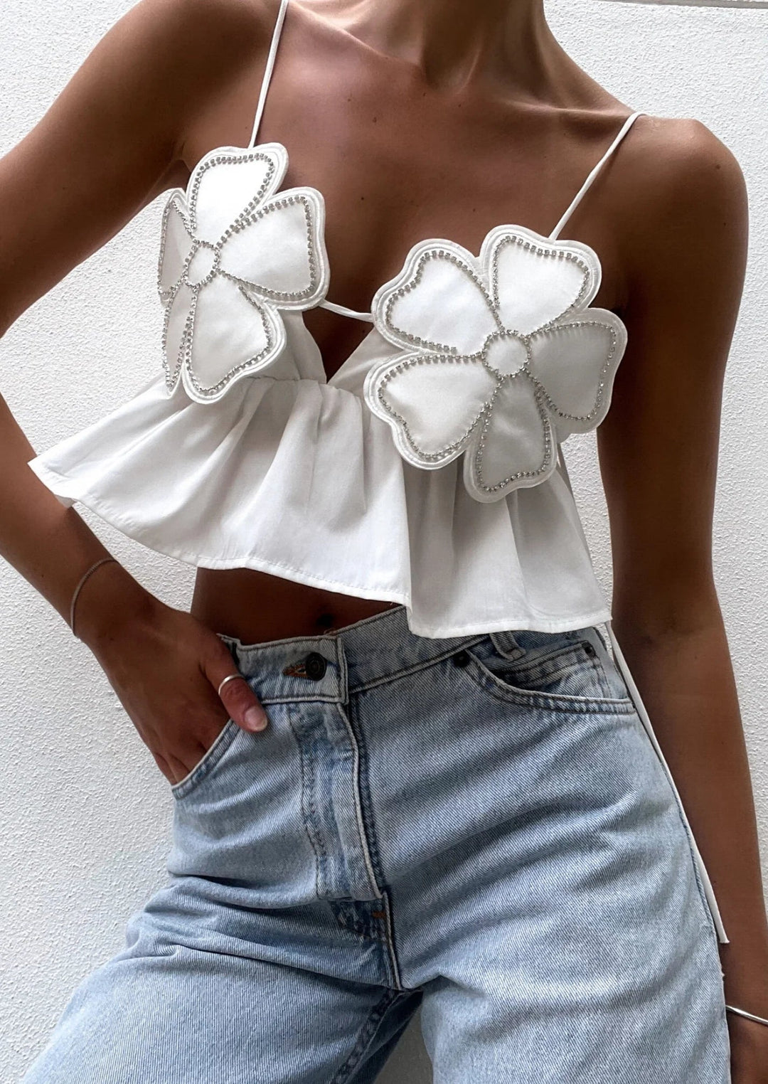 W&W Mode | Strassverziertes Crop-Top Für Frauen