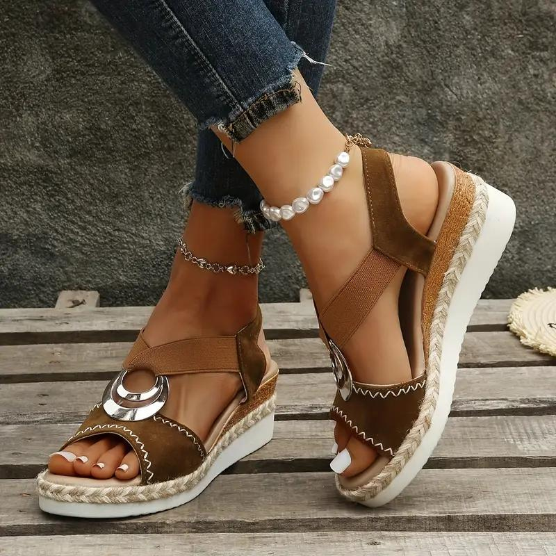 W&W Mode | Sandalen, Plateau, elastischer Riemen, Keilsandalen, Schuhe für den Sommer