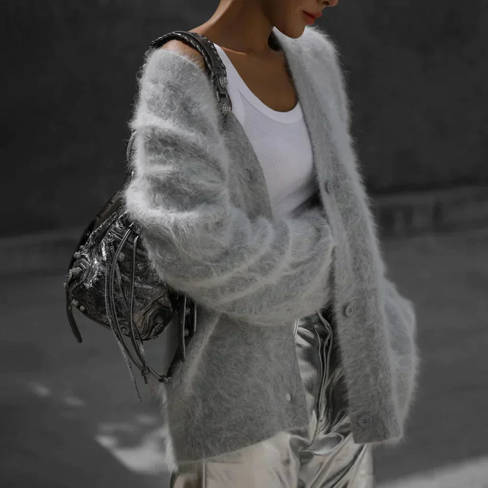 W&W Mode | Strickjacke übergroße Damen Strickjacke mit Knöpfen