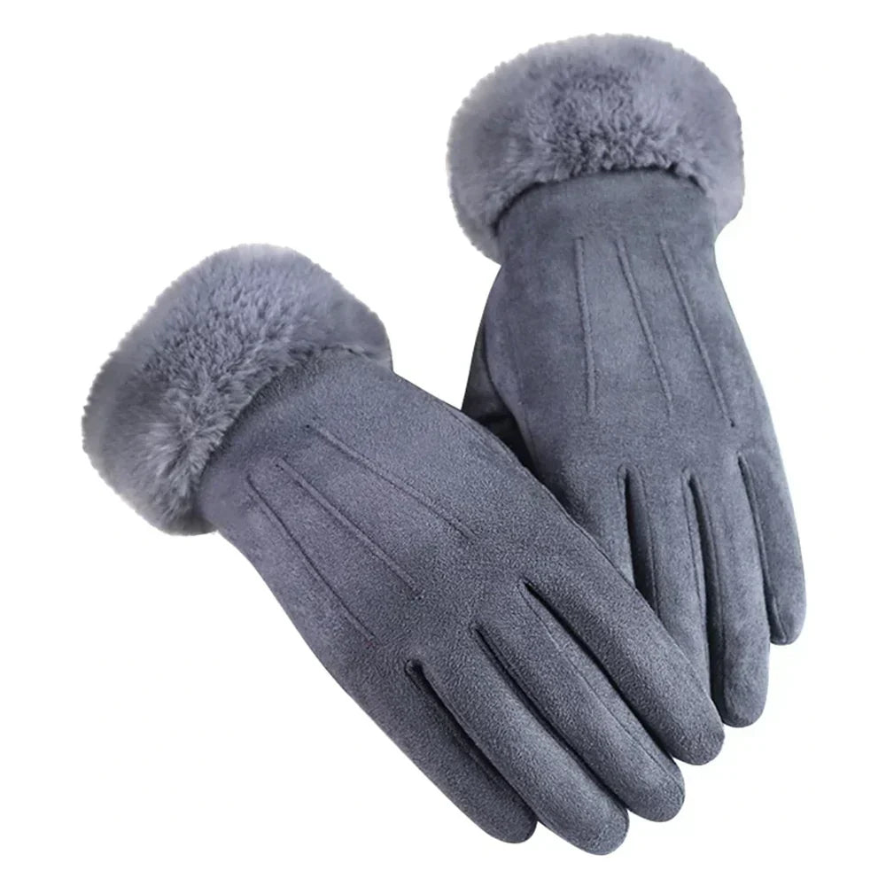 W&W Mode | Schicke Winter Trendy Wildleder Handschuhe mit Moderne Optik für Frauen