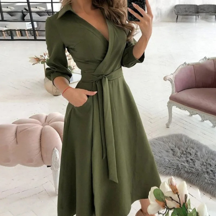 W&W Mode | Gefüttertes Reversband bequemes Blusenkleid