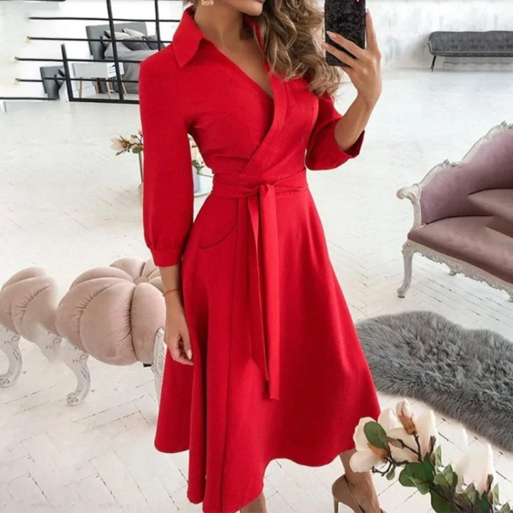 W&W Mode | Gefüttertes Reversband bequemes Blusenkleid