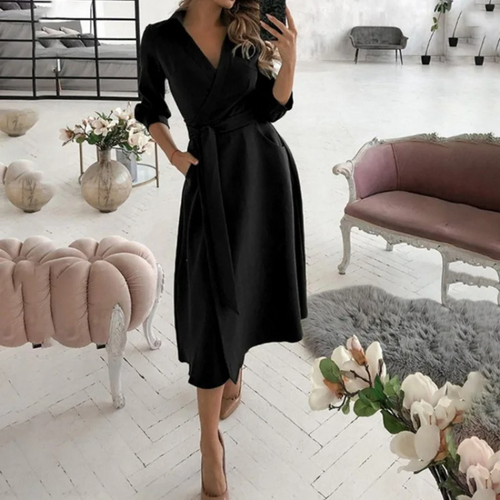 W&W Mode | Gefüttertes Reversband bequemes Blusenkleid