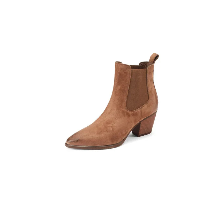 W&W Mode | Leder Stiefeletten Damen – bequemer Blockabsatz
