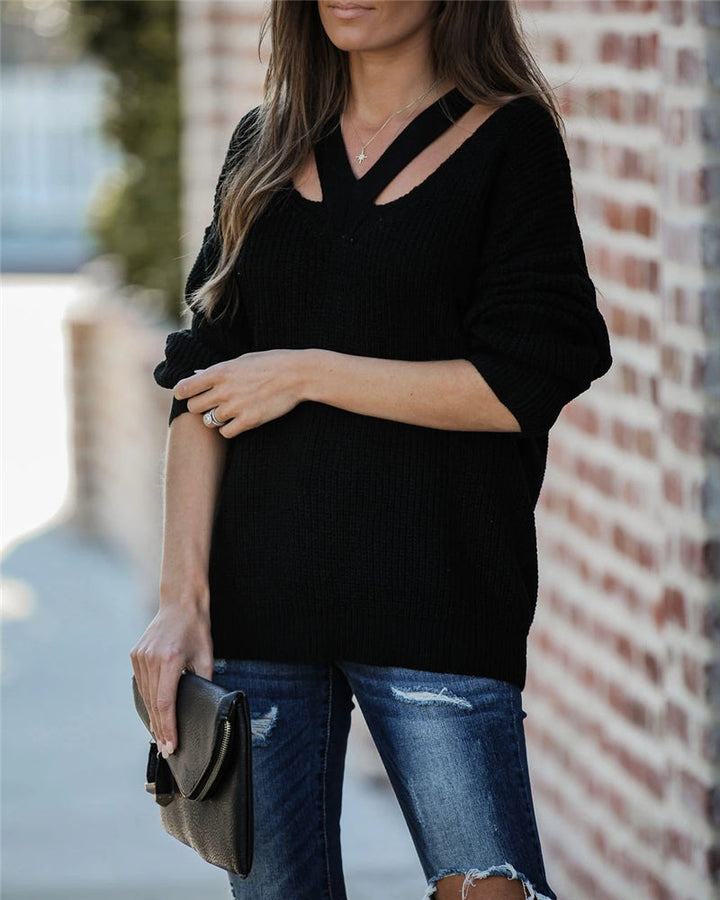 W&W Mode Chic V Neck lässiger Oversize Pullover