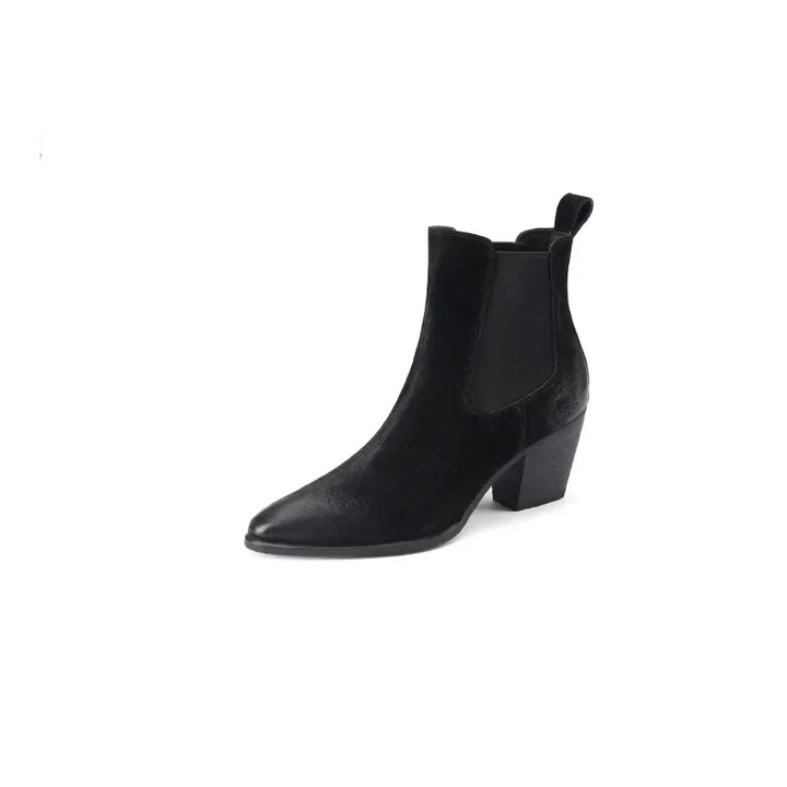 W&W Mode | Leder Stiefeletten Damen – bequemer Blockabsatz