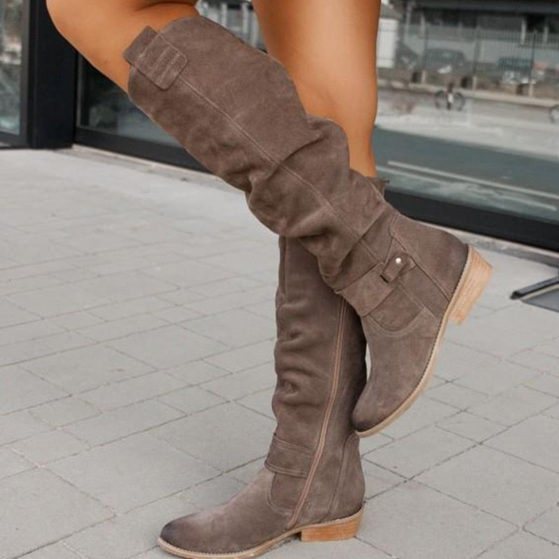 W&W Mode | Stiefelette - Bequeme Wildleder-Ankle Boots mit Niedrigem Absatz für Damen