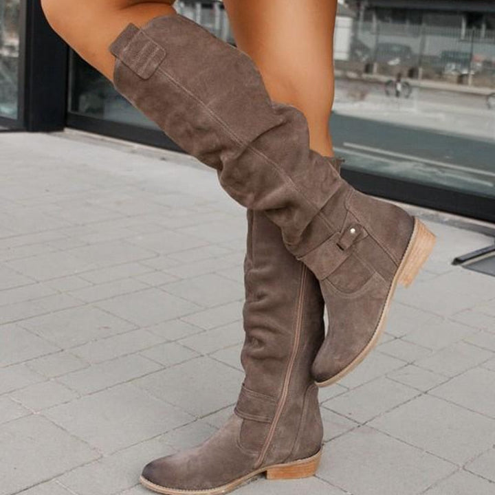 W&W Mode | Stiefelette - Bequeme Wildleder-Ankle Boots mit Niedrigem Absatz für Damen