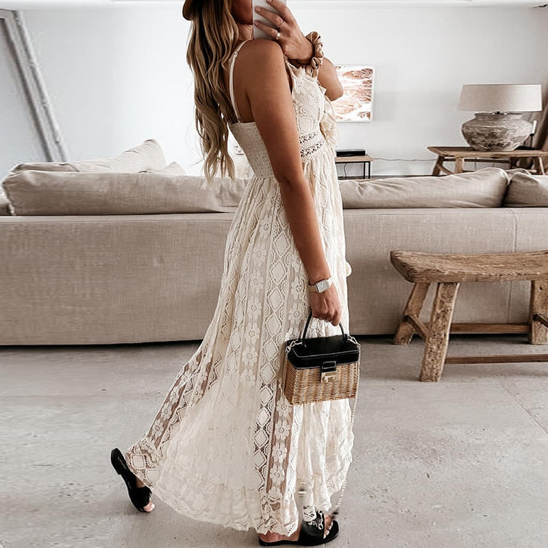 W&W Mode | Spitzen Boho Fließkleid