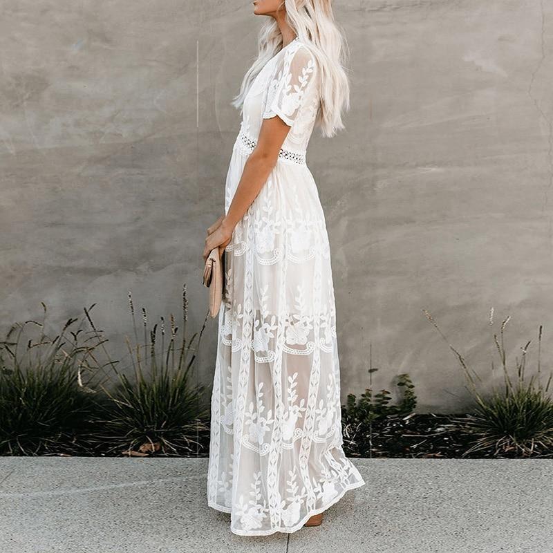 W&W Mode | Spitzen Boho Fließkleid