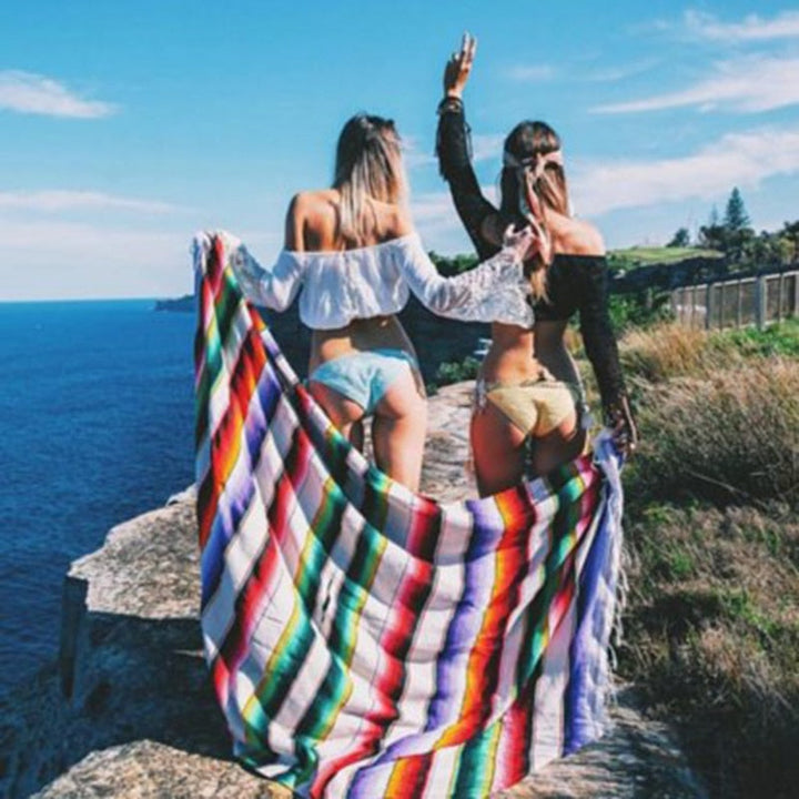 W&W Mode | Boho Stil Strand Picknickdecke / Wurfteppich