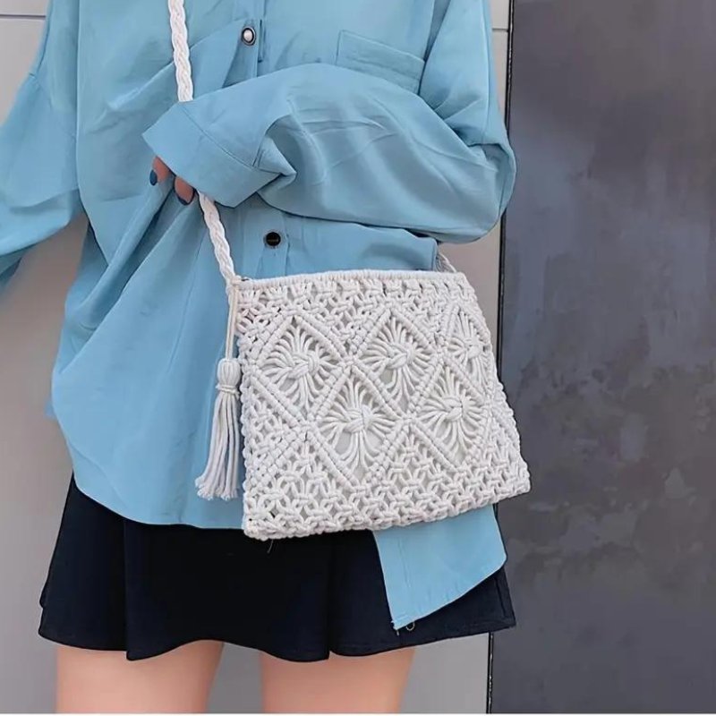 W&W Mode | Häkeltasche, Quaste, gewebt, Crossbody Bag, Umhängetasche