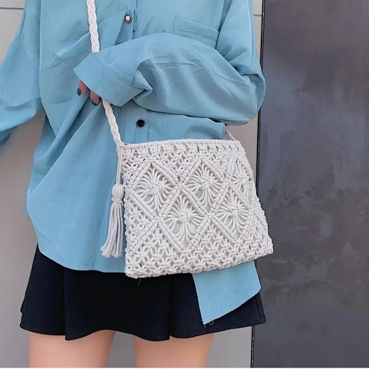 W&W Mode | Häkeltasche, Quaste, gewebt, Crossbody Bag, Umhängetasche