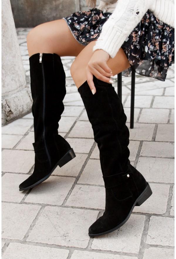 W&W Mode | Stiefelette - Bequeme Wildleder-Ankle Boots mit Niedrigem Absatz für Damen