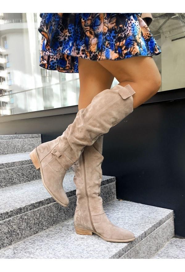 W&W Mode | Stiefelette - Bequeme Wildleder-Ankle Boots mit Niedrigem Absatz für Damen