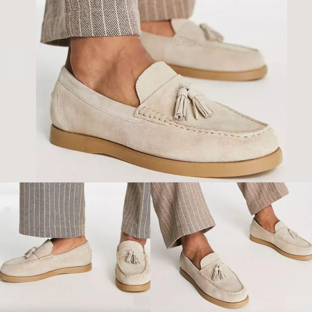W&W Mode | Loafers Beige Slip on Mokassin Herrenschuhe