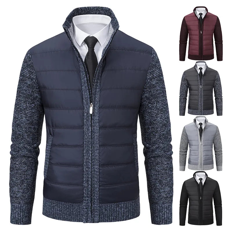 W&W Mode | Herrenstrickjacke mit Stehkragen für Wärme Eleganz