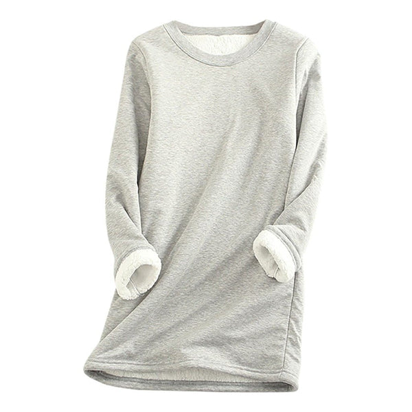 W&W Mode | Lässiger Herbst Lange Fleece Pullover für Frauen