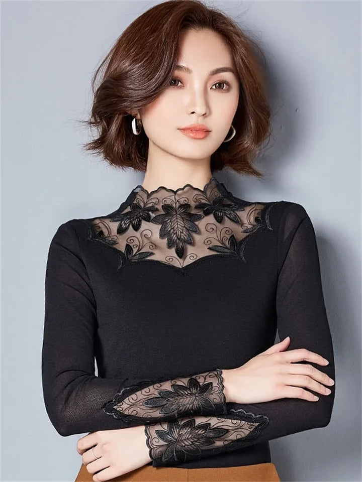 W&W Mode - Spitzenbluse mit Turtleneck
