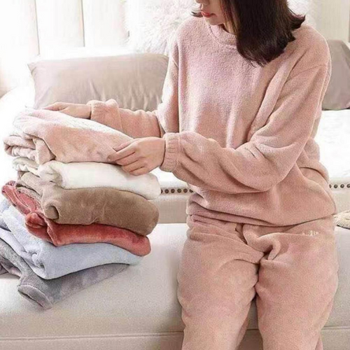 W&W Mode | Pyjama Set Warme Plüsch-Schlafkleidung für Damen