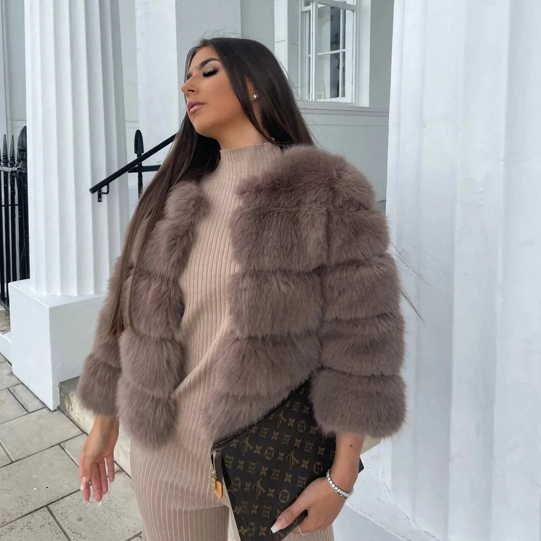 W&W Mode | Warm Kurz Flauschige Jacke Kunstpelzmantel für Damen
